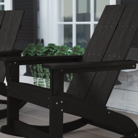 Flash Furniture Black Modern Poly Resin Adirondack Rocking Chair JJ-C14709-BK-GG
